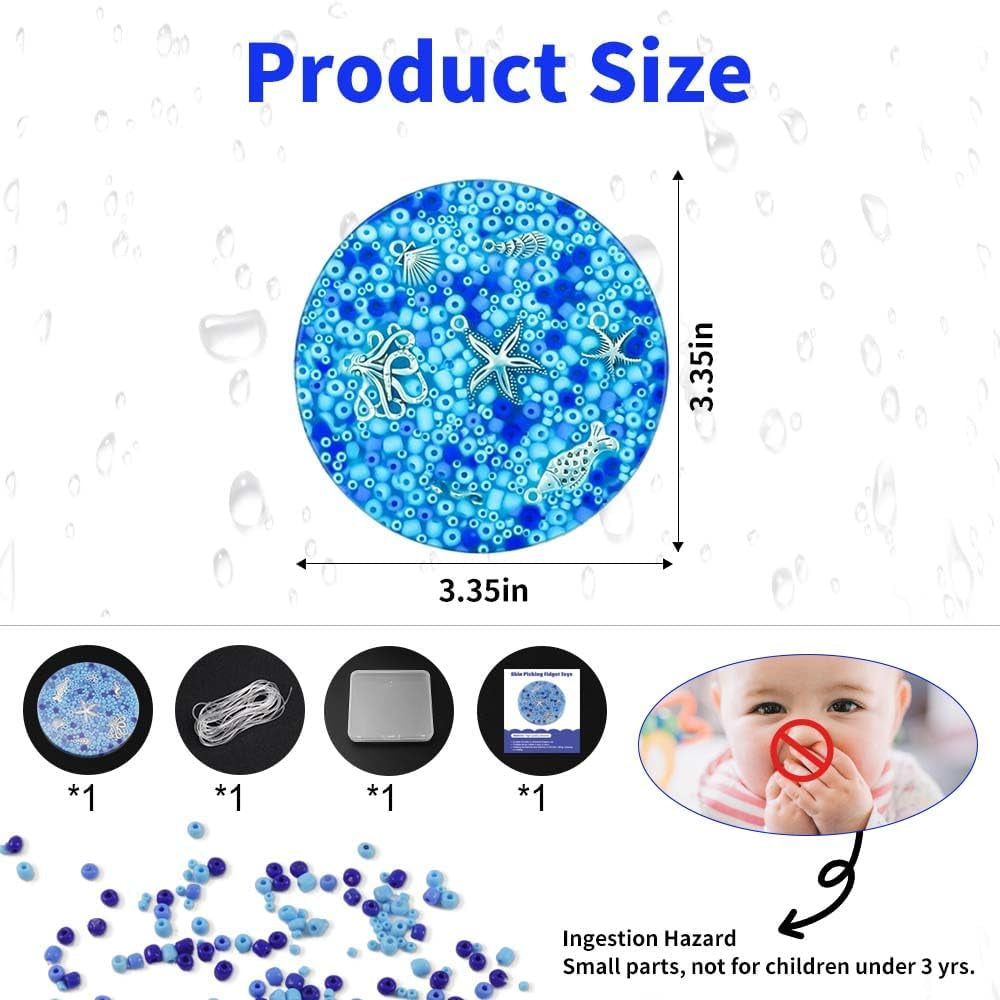 Skin Picking Fidget Toys, Picking Pad, Sensory Toys for Picking Fidget, Reusable Beads, Sensorytoy for Children and Adult, Easter Party Favors for Kids(8.5Cm/3.35In)